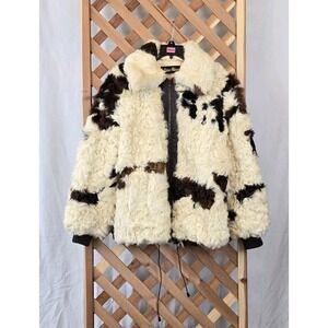 Vtg‎ 1970s Dino Ricco Genuine Rabbit Fur Lambskin Bomber Jacket Coat Size M